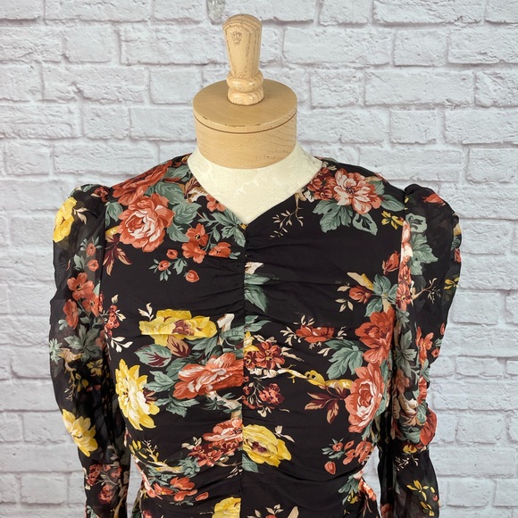 Veronica Beard Floral Long Sleeve Dress - Black and Multicolor - Picture 4 of 5